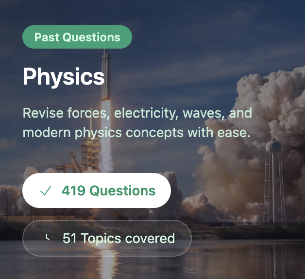 Ademy past questions card for Physics